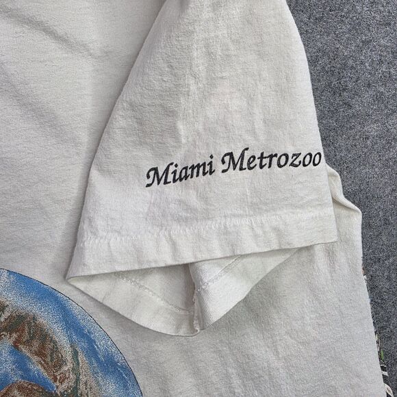 Vintage Habitat Shirt‎ Mens Large White Live And Let Live Animal Zoo Graphic 90s - Picture 9 of 12